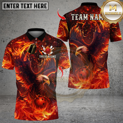 Maxcorners Bowling Flame Eagle Design Multicolor Customized Name, Team Name 3D Shirts