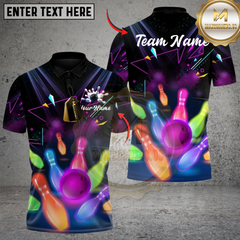 Maxcorners Neon Bowling Polo Custom Team Glow Strike Shirt