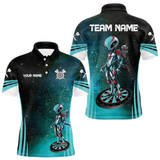 Maxcorners Turquoise Pattern Alien And Dartboards Custom Dart Shirts For Men, Dart Jerseys LM105