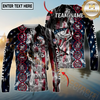 Maxcorners Fishing American Flag Smoke & Red DNA Helix Firefighter Icons Personalized Name, Team Name 3D Long Sleeve Shirt (Large Mouth Bass, Walleye, Trout, Crappie, Catfish, Pike)