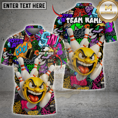 Maxcorners Bowling Graffiti Madness Multicolor Customized Name, Team Name 3D Shirts