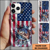 Maxcorners Fishing Phone Case American Flag Lightning Design Personalized Name 3D Phone Case (10 Fish Species)