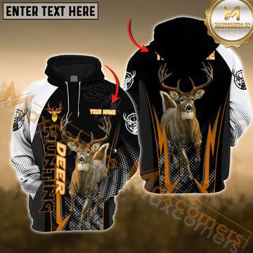 Maxcorners Deer Hunting Gradient Orange Pattern Custom Name Shirt 3D All Over Printed Clothes