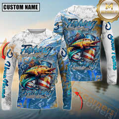 Maxcorners Marlin Fishing  Beer & Fishing Flag Quote “Fishing solves most of my problems, drinking solves the rest” Dynamic Strike Sport Jersey Personalized Name, Team Name Long Sleeve Shirt