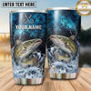 Maxcorners Fishing Tumbler Blue Cosmic Hook Splash Design Personalized Name Tumbler (13 Species)
