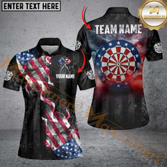 Maxcorners Darts Smoke US Flag  Personalized Name, Team Name 3D Shirt