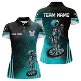 Maxcorners Turquoise Pattern Alien And Dartboards Custom Dart Shirts For Men, Dart Jerseys LM105