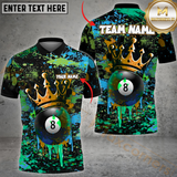Maxcorners Billiard Crowned 8-Ball Paint Splash Multicolor Personalized 3D Shirt, Graffiti Royal Style Shirts