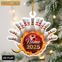 Maxcorners Custom Bowling Christmas Ornament, Personalized Bowling Players Ornament, Bowling Lovers Gift
 LM1111