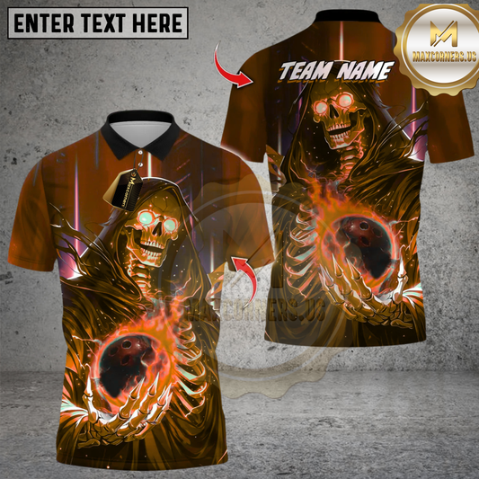 Maxcorners Bowling Grim Reaper Multioptions Personalized Name, Team Name Unisex 3D Shirts