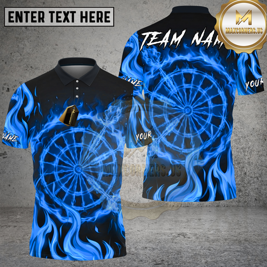 Maxcorners Darts Shirts  Green Flame Mystic Multicolor Options Personalized Name, Team Name 3D Shirt (4 Colors)