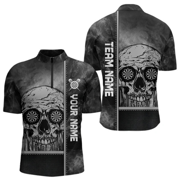 Maxcorners Smokes Skull Dripping Dartboard In Eyes Dart Shirts For Men, Custom Dart Jerseys LM054