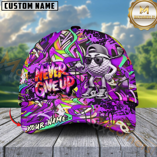 Maxcorners Graffiti Golf Ball Never Give Up Cap Multicolor Personalized Cap