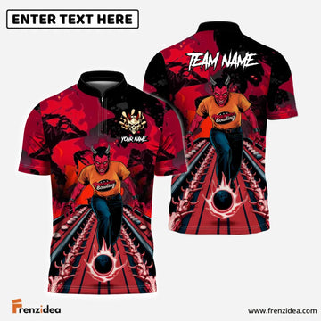 Maxcorners Hellfire Bowling Custom Polo Red Devil Team Shirt Red