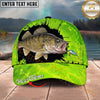 Maxcorners Fishing Neon Green Lure Design Personalized Name 3D Cap (12 Fish Species)
