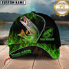 Maxcorners Fishing Angler Green Flame Custom Name Personalized Cap  (12 Fish Species)