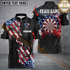 Maxcorners Darts Smoke US Flag  Personalized Name, Team Name 3D Shirt