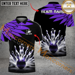 Maxcorners Cool Wings Pattern Bowling Jersey Multicolor Option Customized Name, Team Name 3D Polo Shirt