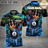 Maxcorners Billiard Crowned 8-Ball Paint Splash Multicolor Personalized 3D Shirt, Graffiti Royal Style Shirts
