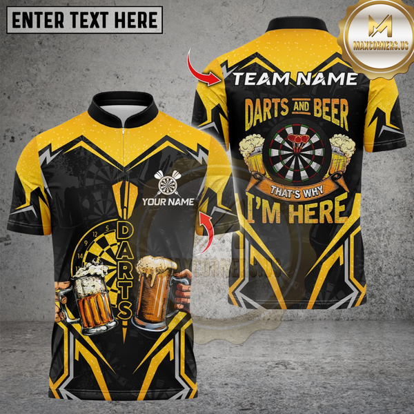 Maxcorners Darts Funny Beer Team Design Personalized Name 3D Unisex Shirt