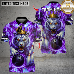 Maxcorners Bowling Thunder Lightning Tiger With Pin Design Multicolor Customized Name, Team Name 3D Shirts