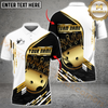 Maxcorners Bowling Champion Golden Multicolor Customized Name, Team Name 3D Polo Shirt