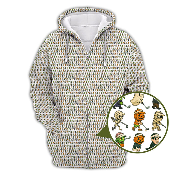 Maxcorners Crazy Pattern Golf Shirt, Halloween Golf Shirt For Men, Funny Golf Shirt, Golf Gift For Golfer