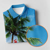 Maxcorners Funny Santa Running On Tropical Beach Christmas Golf Shirt, Women's Golf Tops, Golf Shirts For Women LM1507