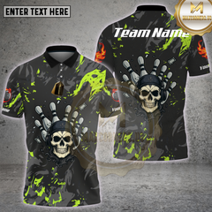 Maxcorners Skull Bowling Hand Neon Splash Multioptions Personalized Name, Team Name Unisex 3D Shirt (4 Colors)