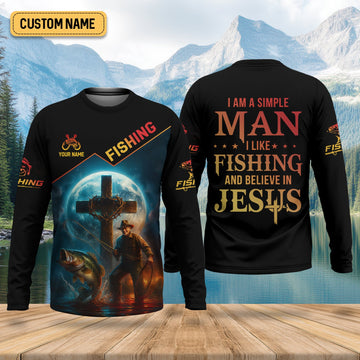 Maxcorners I Like Fishing And Believe In Jesus SPF Shirt For Men, Christian Fishing, Gift For Fisherman