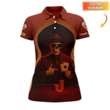 Custom Name Funny Poker Shirts, Skeleton Card Player Polos, Poker Shirt For Men's