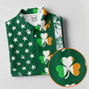 Maxcorners Irish Shamrock Vertical Stripes St Patrick's Day Golf Shirt, Women's Golf Shirts, Ladies Golf Polos