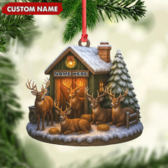 Maxcorners Personalized Acrylic Deer Family Christmas Ornament - Rustic Holiday Cabin Decor for Hunters & Wildlife Lovers LM0110
