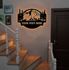 Maxcorners Personalized Deer Metal Sign WITH LED/WITHOUT LED - Mountain Cabin Name Sign, Rustic Wildlife Outdoor Wall Art for Lodge & Porch Decor LM0110