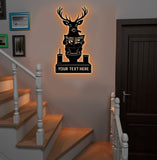 Maxcorners Personalized Deer Bathroom Humor Metal Sign WITH LED/WITHOUT LED, Rustic Hunting Cabin Wall Decor for Hunters, Funny Wildlife Toilet Art LM0110