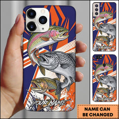 Maxcorner Trout Fishing Dynamic Splash Comic Style Personalized Name 3D Phone Case