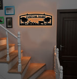 Maxcorners Personalized Farm Metal Sign WITH LED/WITHOUT LED - Rustic Ranch Name Sign with Livestock, Deer & Trees for Barn, Cabin & Outdoor Decor LM0110