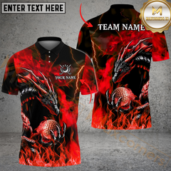Maxcorners Golf Dragon Fire Lightning Multicolor Customized Name, Team Name 3D Shirts