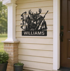 Maxcorners Personalized Deer Hunting Metal Sign WITH LED/WITHOUT LED – Bow & Rifle Wall Decor for Hunters LM0110