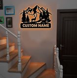 Maxcorners Personalized Deer Metal Sign WITH LED/WITHOUT LED - Mountain Cabin Name Sign, Rustic Wildlife Wall Art for Lodge & Outdoor Decor LM0110