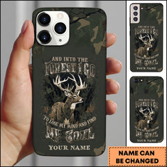 Maxcorners Artist Hunting - Into The Forest Deer Silhouette Dark Camo Personalized Name Phone Case