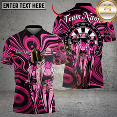 Maxcorners Darts Triple Girl Customized Name, Team Name 3D Shirt (4 Colors)