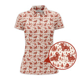Maxcorners Christmas Golf Shirt, Dachshund Golf Shirt For Men, Pattern Golf Shirt, Toile De Jouy Shirt For Golfer