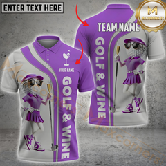 Maxcorners Golf Ball And Wine Lady Fun Vibe Multicolor Personalized 3D Shirt