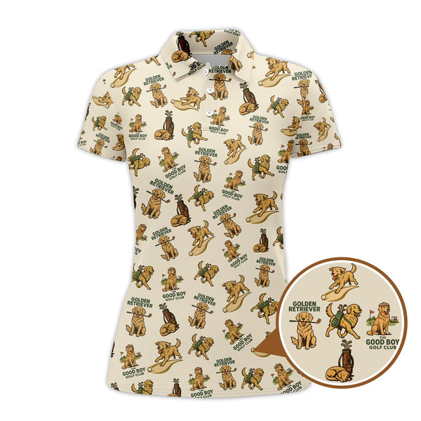 Maxcorners Golden Retriever Golf Shirts, Funny Golden Retriever Golf Shirt For Dog Lovers, Pattern Golf Polos