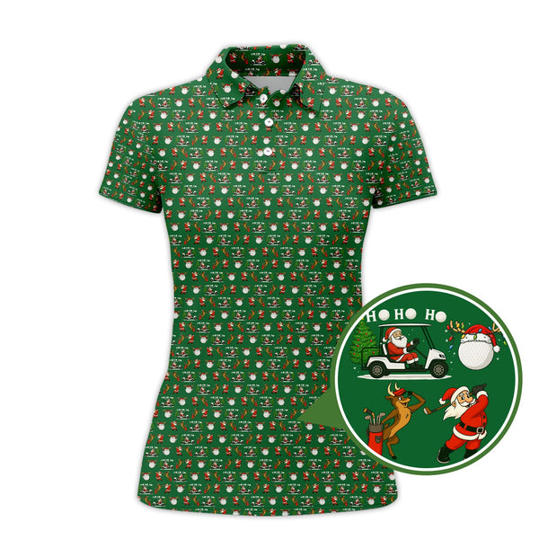Maxcorners Christmas Golf Shirt, Hohoho Pattern Golf Shirt, Xmas Golf Shirt, Golf Gift For Men