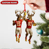 Maxcorners Personalized Football Christmas Ornament, Custom Name Deer Players Red Jersey, Funny Kansas City Football Fan Gift Decoration MT2411