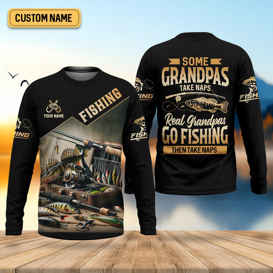 Maxcorners Some Grandpas Take Naps, Grandpa Fishing SPF Shirt, Best Fishing Gifts, Hilarious Fishing Shirts