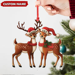 Maxcorners Personalized Couple Reindeer Acrylic Ornament - Cute Custom Deer Christmas Tree Gift for Couples LM0411