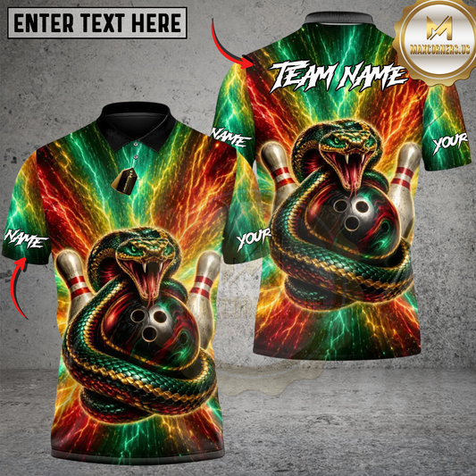 Maxcorners Bowling Angry King Cobra Snake Personalized Name 3D Unisex Shirt
